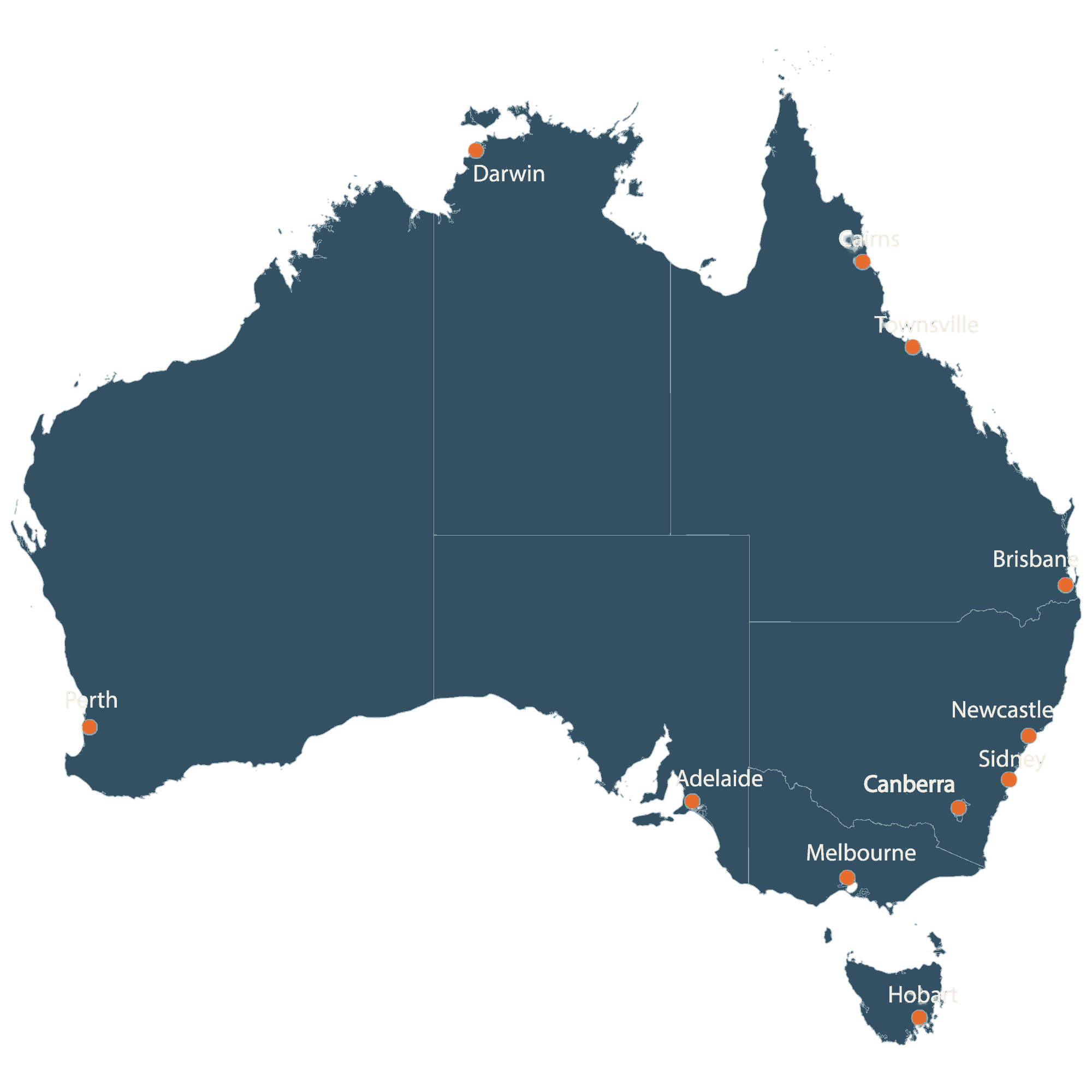 Map of Australia showing major cities and interstate moving routes from Sydney.